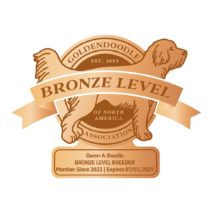 Owen-A-Doodle GANA Bronze Level Goldendoodle breeder certification badge