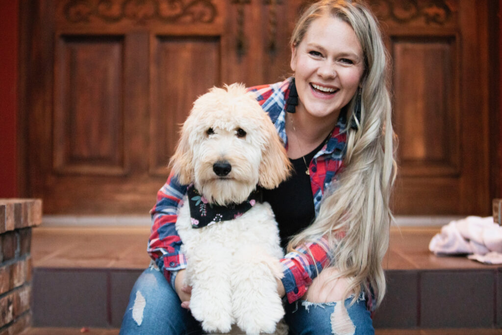 Owen-a-Doodle breeder with a Goldendoodle for the Goldendoodle Guide